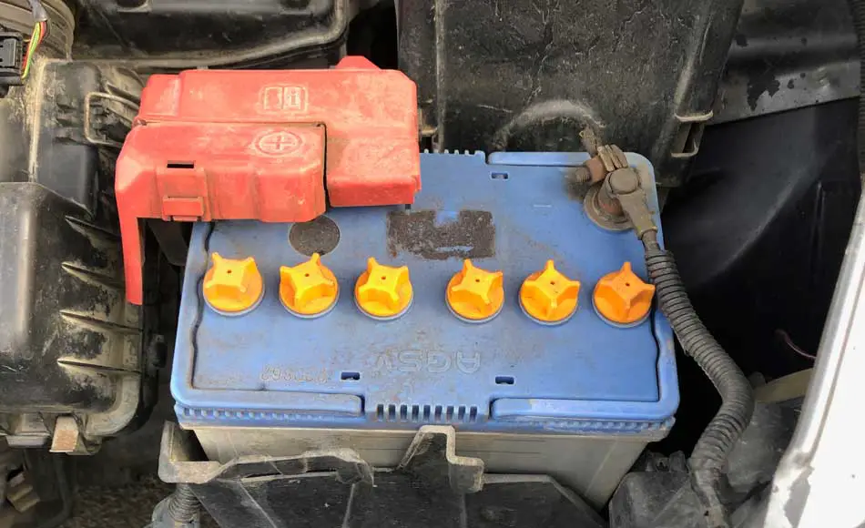 red terminal on the car battery