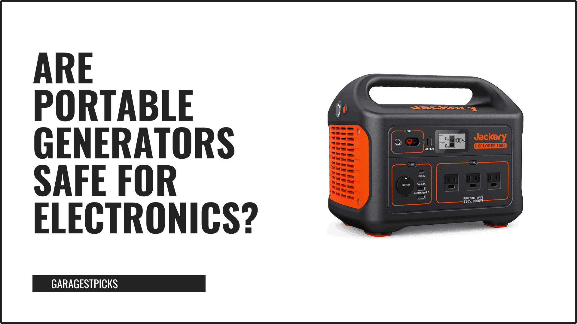 Are portable generators safe for electronics in black text on white background with image of portable generator