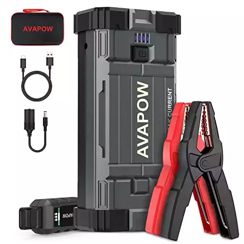 AVAPOW Car Battery Jump Starter 3000A Peak 23800mAh,Portable Jumpstart Starters for Up to 8L Gas 8L Diesel Engine with Boost Function,12V Lithium Jump Charger Pack Box with Smart Safety Clamp, IP65