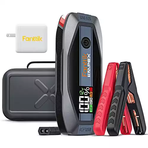 Fanttik T8 APEX 2000 Amp Jump Starter, 20000mAh Car Battery Pack for Up to 8.5L Gasoline and 6L Diesel Engines with LED Display, 65W PD Fast Charger, 12V Safe Lithium Jump Starter Deluxe Package