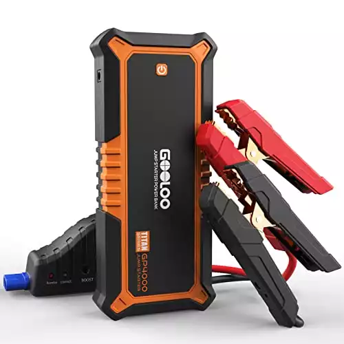 GOOLOO 4000A Peak Car Jump Starter - 12V Auto Battery Booster SuperSafe Lithium Jump Box for All Gas, Up to 10.0L Diesel Engine, Portable Power Pack with USB Quick Charge and Type C Port, Orange