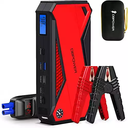 DBPOWER Car Jump Starter, 1600A Peak 17200mAh Portable Power Pack for Up to 7.2L Gas and 5.5L Diesel Engines, 12V Auto Battery Booster with LCD Display, Compass, LED Light and Type-C Port